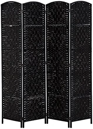 HOMCOM 6' Tall Wicker Weave 4 Panel Room Divider Privacy Screen - Natural - Image 12