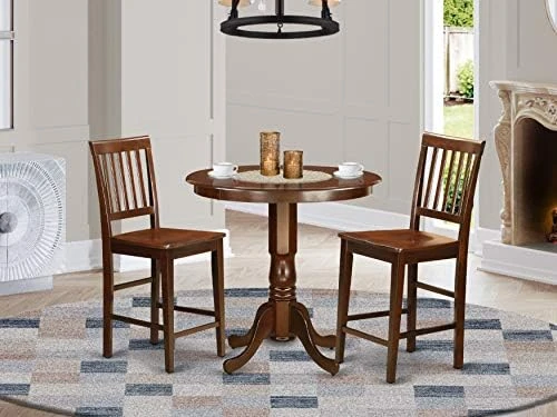 East West Furniture JAVN5-MAH-W Dining Set, 5-Piece - Image 4