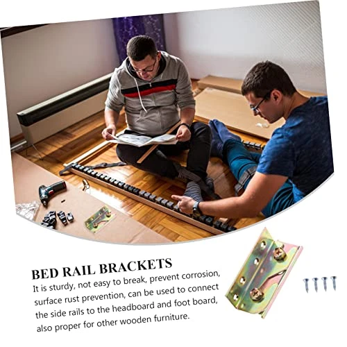 DOITOOL 4 Pcs Bed Hinge Heavy Duty Bed Frame Non- Mortise Bed Bracket Bed Rail Brackets Frame Holder Stand Rust Proof Frame Bracket Furniture Rail Bracket No Mortise Bed Brackets Iron Bed - Image 7