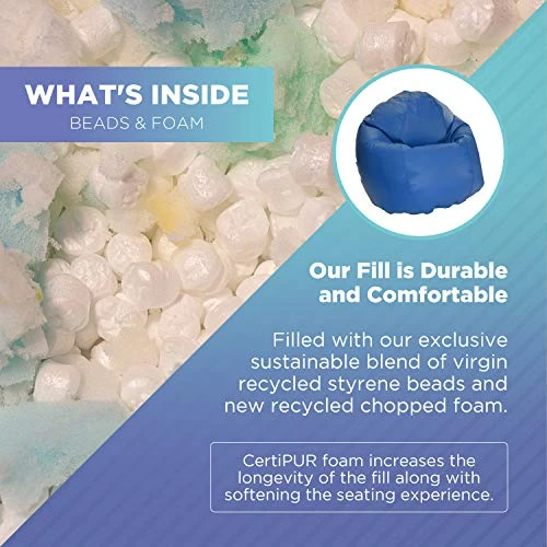 Bean Products Large Vinyl Bean Bag Chair | Filled W/Polystyrene Beads & CertiPUR Foam | Made In USA | 36”W, 36”L, 40”H | 20lb | Available In 2 Sizes | Perfect For Adults, Teens & Kids | Dark Navy - Image 6