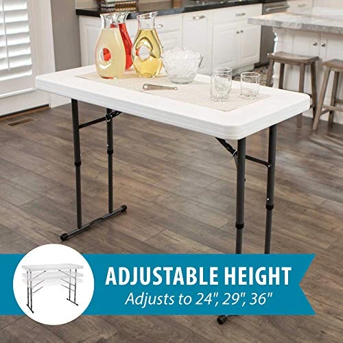 LIFETIME 80160 Commercial Height Adjustable Folding Utility Table, 4 Feet, White Granite - Image 3