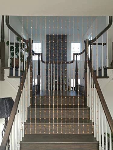 TJ Global Beautiful Home Decor Acrylic Beaded Curtain Door Screen Divider - Orange Iridescent Balls