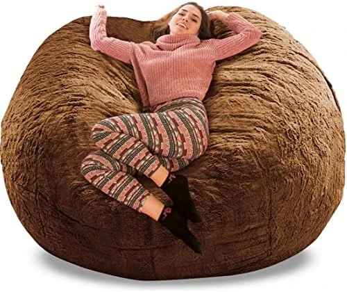 GQZGGXX Bean Bag Chair Cover, Durable Comfortable Chair PV Fur Bean Bag Sofas Faux Fur Sofa Living Room Sofa Bed Large Bean Bag Chairs For Adults (No Filler,Cover Only) 6ft Dark Grey - Image 12