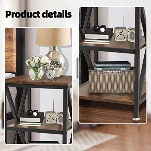 End Tables Set Of 2 With Storage, 16" D X 16" W X 24" H, 3-Tier Side Table Set Of 2 End Tables Living Room Set Of 2 Farmhouse, X-Shaped Night Stands For Bedrooms Set Of 2 Bedside Tables Set Of 2 - Image 4