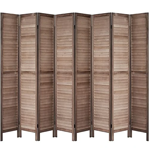 Room Divider 5.6 FT Tall Room Dividers And Folding Privacy Screens Wood Room Divider Wall Folding Screen, Room Divider Screen, 16" Wide Panel Brown, 8 Panel - Image 6
