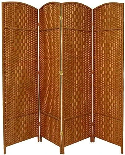 Oriental Furniture 6 Ft. Tall Diamond Weave Fiber Room Divider - White - 4 Panel - Image 13
