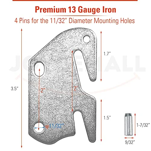 #10 Wooden Bed Rail Hook Plates, JOYCEMALL Set Of 2#10 Bed Rail Brackets Hook Plates With Pins Intended Replacement For Wooden Bed Headboard Footboard Frame - Image 2