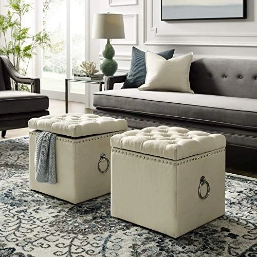 Ella Grey Velvet Storage Ottoman - Image 5