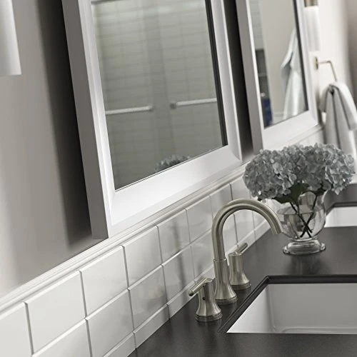 Delta Wall Mount 21 In. X 28 In. Small (S1) Rectangular Framed Float Mounting Bathroom Mirror In Matte White With Standard Glass