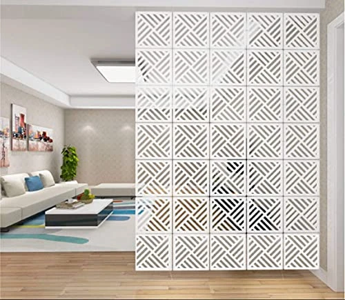 BMIDRUT 12Pcs/Set Hanging Room Divider White DIY Panel Screens Partition Wall Dividers Room Decorative With All Accessories 11.4x11.4 Inch (M6) - Image 2