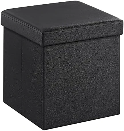 SONGMICS 43 Inches Folding Storage Ottoman Bench, Storage Chest, Footrest, Coffee Table, Padded Seat, Faux Leather, Holds Up To 660 Lb, Black ULSF701 - Image 11