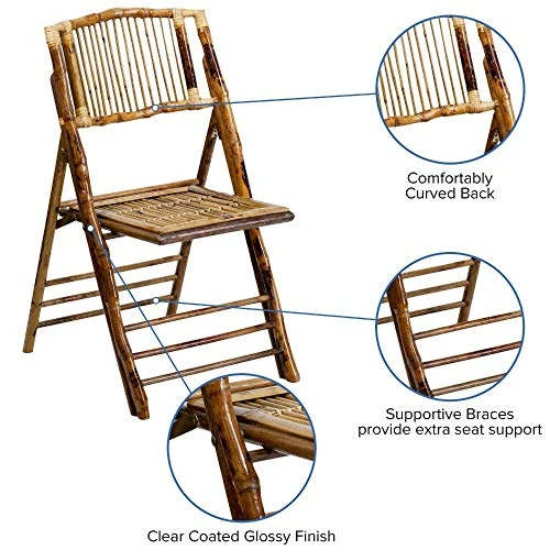 Flash Furniture Bamboo Folding Chairs | Set Of 2 Bamboo Wood Folding Chairs - Image 4