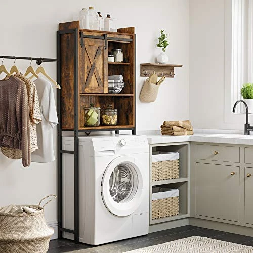 VASAGLE Over The Toilet Storage, Over Toilet Bathroom Organizer And Space-Saving Rack, Freestanding Bathroom Shelves, Rustic Brown And Black UBTS003B01 - Image 4