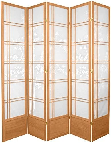 Oriental Furniture 7 Ft. Tall Bamboo Tree Shoji Screen - Honey - 5 Panels - Image 9