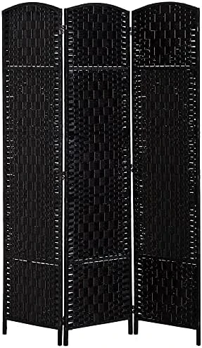 HOMCOM 6' Tall Wicker Weave 4 Panel Room Divider Privacy Screen - Natural - Image 8