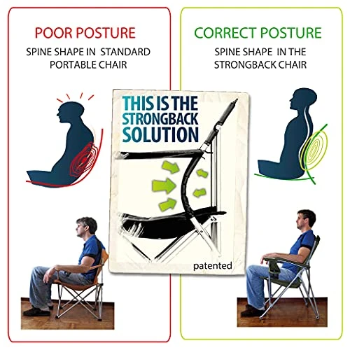 STRONGBACK Low Gravity Beach Chair With Built-in Lumbar Back Support, Heavy Duty Portable Folding Beach Chair For Adults