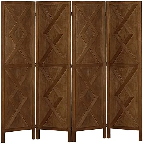 Wnutrees 6 Panel Wood Room Divider,Rustic Folding Privacy Screens Room Divider, Farmhouse Freestanding Partition Wall Dividers Screen,Temporary Wall For Home Restaurant Bedroom (White) - Image 13