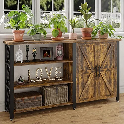 Furniouse 58" W Console Table With Cabinet, Narrow Sofa Table,Entryway Table With 4 Tier Open Storage, Side Table For Hallway, Living Room, Bedroom, Sturdy And Stable, Easy To Assemble Vine - Image 3