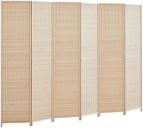 Room Divider Privacy Screen 16" Room Dividers And Folding Privacy Screens 6 Panel Room Divider Wall 5.6FT Tall Bamboo Room Divider Partitions/Separator - Image 9