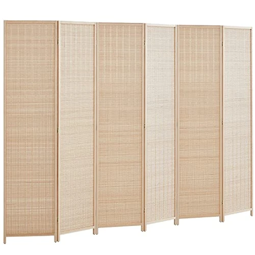 Room Divider Privacy Screen 16" Room Dividers And Folding Privacy Screens 6 Panel Room Divider Wall 5.6FT Tall Bamboo Room Divider Partitions/Separator