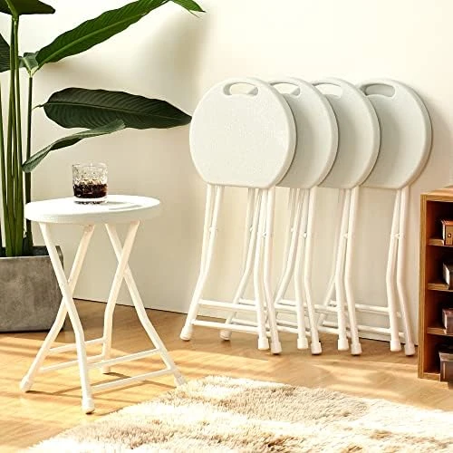 Allpop 2 Pack Folding Stool With Double Bars, 18 Inch Plastic Foldable Stool Set Of 2, 550lb Capacity, Portable Round Step Stool For Adults Kitchen Garden, Black - Image 7