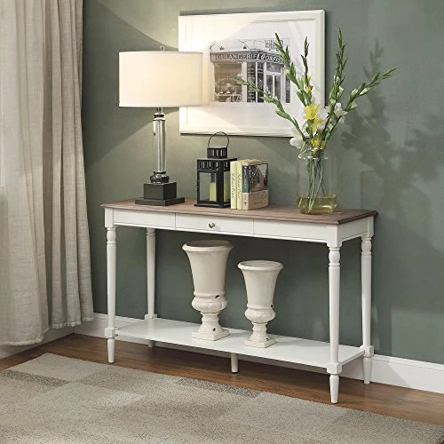 Convenience Concepts French Country Console Table With Drawer And Shelf, Driftwood / White, 15 In X 48 In X 30 In - Image 2
