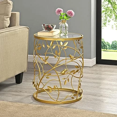 FirsTime & Co. Bronze Bird And Branches End Table, Bedroom Nightstand And Living Room Side Table, Round, Metal And Glass, Cottage, 22 X 16.5 Inches - Image 7