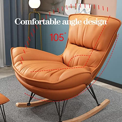 WIGSELBL Rocking Nursery Modern Accent Chair Fabric Upholstered Glider Rocker Armchair With Ottoman For Living Room,Comfy Reading Chairs Lounge Chair Side Chairs For Bedroom Offices (Color : Gray) - Image 4