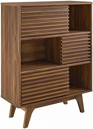 Modway Render Mid-Century Modern Two-Tier Display Stand In Walnut - Image 11