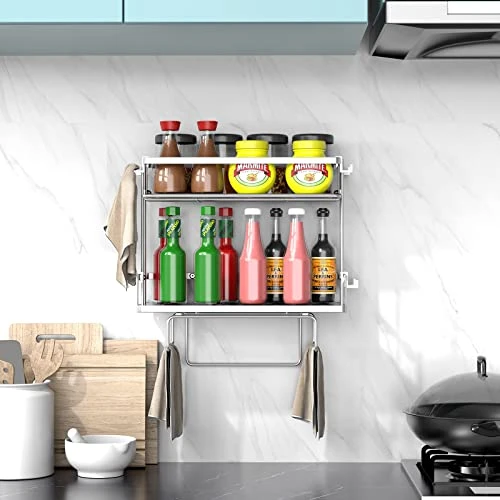 Misounda Over The Toilet Storage,Toilet Rack,Toilet Storage Rack, 2-Tier Bathroom Organizer Shelves With Divider,No Drilling Space Saver With Wall Mounting Design,White - Image 5