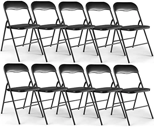 JAXPETY 10 Pack Plastic Folding Chair Foldable Chairs For Outdoor Indoor Commercial Events Wedding Party Chairs With Padded Seat, Black - Image 7