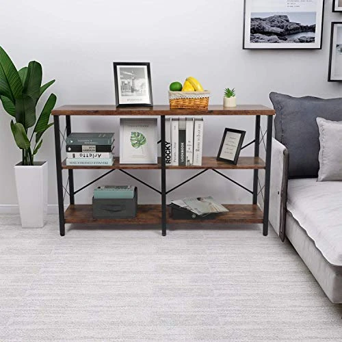 YUMEBUY Console Table For Entryway, Industrial Entry/Hallway Table Sofa Side Table Narrow Long With Open Bookshelf For Living Room (Rustic Brown) - Image 3