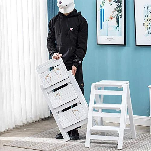 Folding Step Stool Step Ladder 3 Tier, Multi-Functional Folding Solid Wood Ladder Stool, Step Stool Household Muliti-Color Step Ladder Stool For Household And Office 330lbs - Image 5