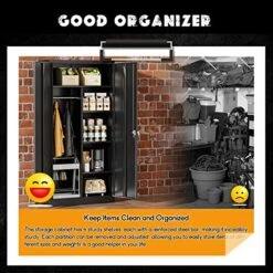 Greenvelly Metal Storage Cabinet, Locking Steel Storage Wardrobe Cabinet, Employees Locker Closet Tool Cabinet With Hanging Rod&4 Locker Shelf For Garage Mounted Storage System, Gym, Home Office