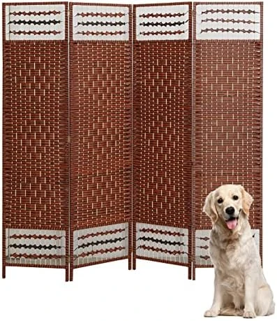 ECOMEX 4 Panel Room Divider 5.8 FT Foldable Panel, Privacy Wall Portable Room Dividers Screen Wood Room Mesh Durable Design Freestanding Wooden Separator(Cream X) - Image 8