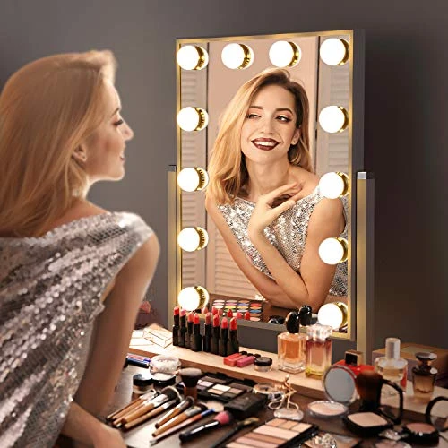 HAMSWAN Large Vanity Mirror With 3 Different Lighting Modes, Hollywood Lighted Mirror Vanity Makeup Mirror With 12 X 3W Dimmable LED Bulbs, White - Image 2