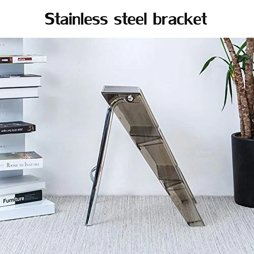 RR-YRF Acrylic Three-Step Ladder Nordic Household Multifunctional Ladder Transparent Folding Stool, Library Foot Pedal Non-Slip Ladder,A - Image 5