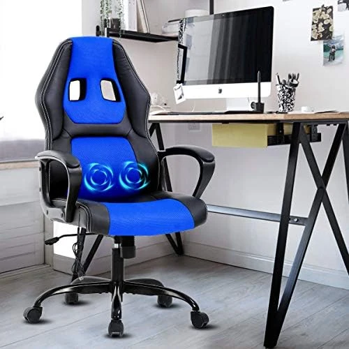 Gaming Chair PC Computer Chair Office Chair For Adult Teen Kids, Ergonomic PU Leather Gamer Chair With Lumbar Support High Back Adjustable Rolling Swivel Desk Chair, Black - Image 9
