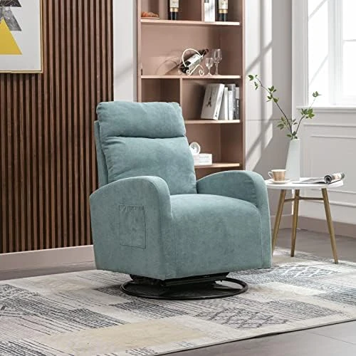 GNIXUU Rocking Chair Nursery, Swivel Glider With Ottoman, Accent Chairs Rocker With Arm For Living Room, Baby Room, Bedroom, White Teddy Fabric - Image 7