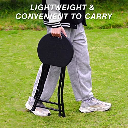 Allpop 2 Pack Folding Stool With Double Bars, 18 Inch Plastic Foldable Stool Set Of 2, 550lb Capacity, Portable Round Step Stool For Adults Kitchen Garden, Black - Image 4