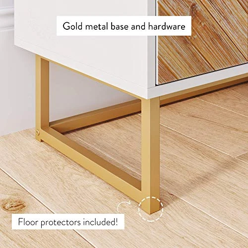 Nathan James Izsak Media Console, Brown/White/Gold & Enloe Modern Storage, Free Standing Accent Cabinet With Doors In A Rustic Fir Wood Finish Powder-Coated Metal Base, White/Gold - Image 6