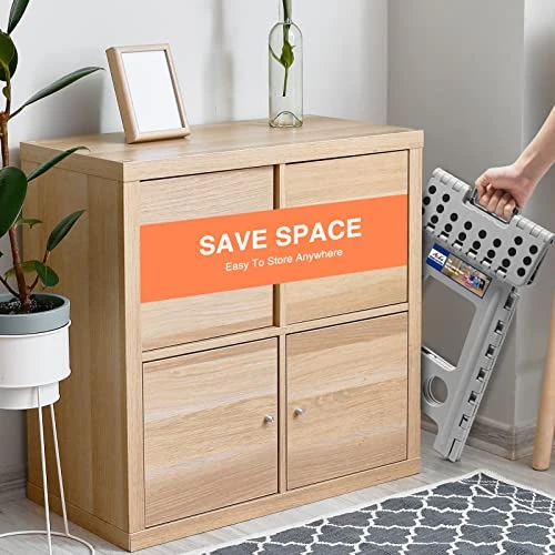 ACKO Folding Step Stool 16 Inch Stool 400 LB Weight Capacity Plastic Foldable Step Stools For Adults And Kids, Folding Stool Suitable For Kitchen, Stepping Stool With Handle Grey Step Stool 1PC - Image 3