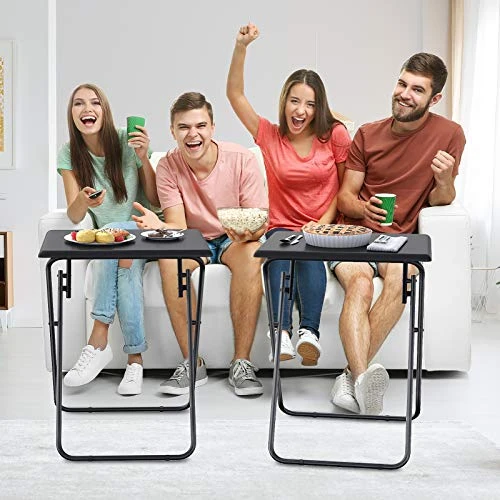 AMERIERGO Folding Table - No Assembly Required TV Tray For Eating On The Couch, Stable Dinner Foldable Table, Snack Coffee End Table Small Table Easy Storage For Living Room & Bedroom - Image 3
