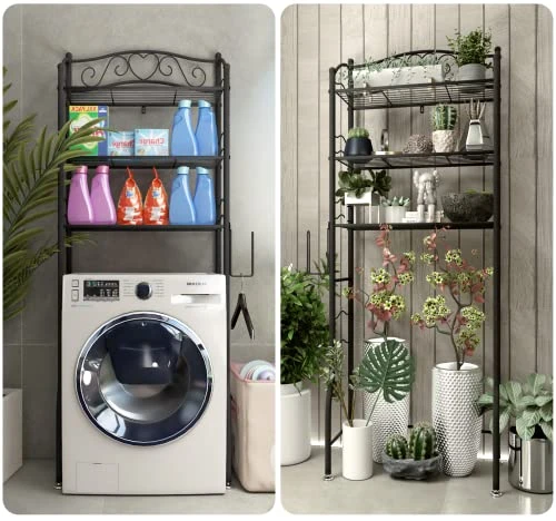 YADOOLIFE Over-The-Toilet Storage Toilet Rack, Behind The Toilet Racks, 3-Tier Bathroom Shelves, Stand Over Toilet Rack, Free Standing Restroom Space Saver, Metal, Black - Image 4