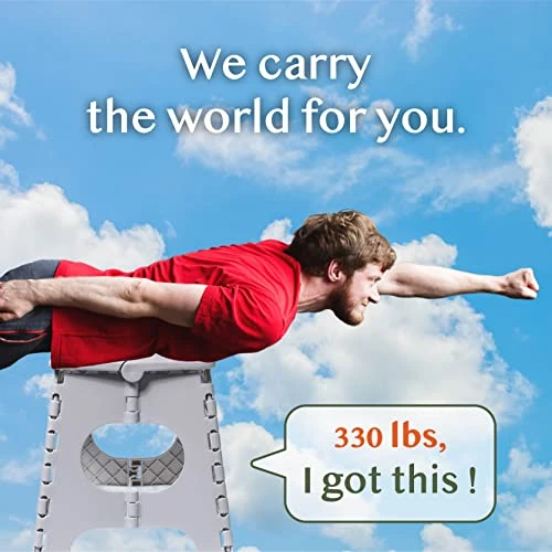 HealSmile Plastic Foldable Step Stool - Carrying Handles, 330lbs Heavy Duty, 11 Inch Collapsible Folding Stool, Adults, Kids, Kitchen, Bathroom - Image 3