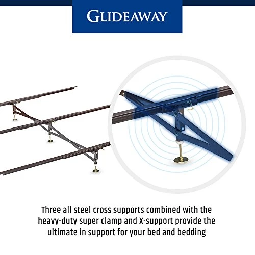 Glideaway X-Support Bed Frame Support System, GS-3 XS Model - 3 Cross Rails And 3 Legs - Strong Center Support Base For Full, Queen And King Mattress, Box Springs, And Bed Foundations - Image 3