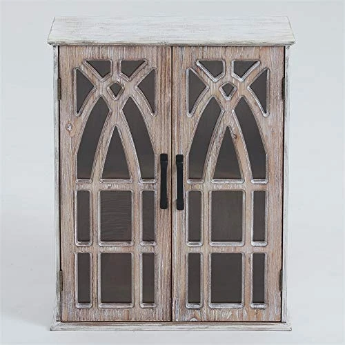 Pemberly Row Double Door Wood Mounted Wall Cabinet In Distressed Oak