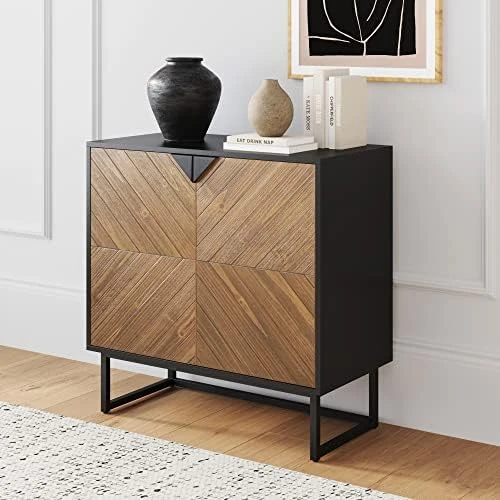 Nathan James Modern Storage, Buffet, Sideboard, Free Standing Accent Cabinet For Hallway, Entryway Or Living Room, 1, Walnut Brown/Black - Image 15