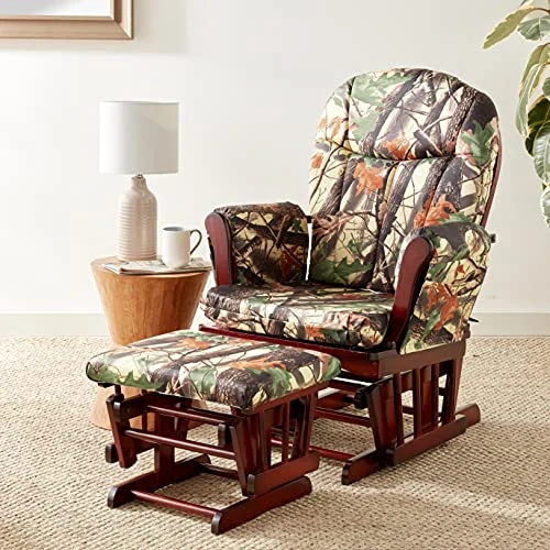 Artiva USA Wood Glider Chair And Ottoman Mircofiber Cushion Set - Image 2