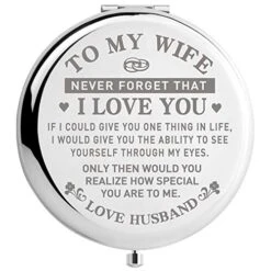 DIDADIC Travel Makeup Mirror For Wife, Wife Birthday Gift Ideas, Wife Gifts For Wedding Anniversary Valentines Day Mothers Day, Romantic Gift For Her